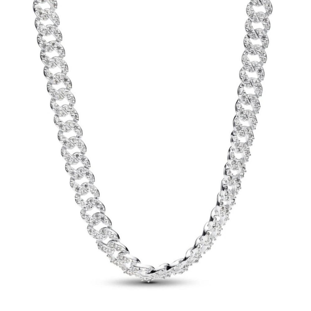 PANDORA ALE TIMELESS PAVE CUBAN CHAIN NECKLACE, STERLING SILVER! NEW! - Picture 3 of 10